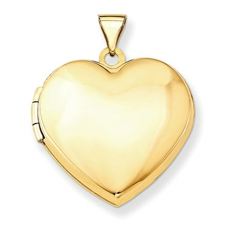 14k Yellow Gold 21mm Heart Domed Plain Locket