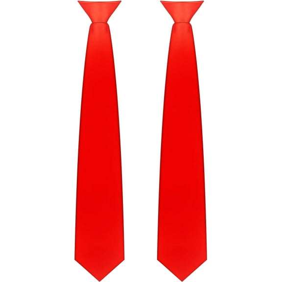 2 Pieces Men's Clip on Ties 20 Inches Solid Color Clip on Ties Pre Tied Neckties for Office School Uniforms