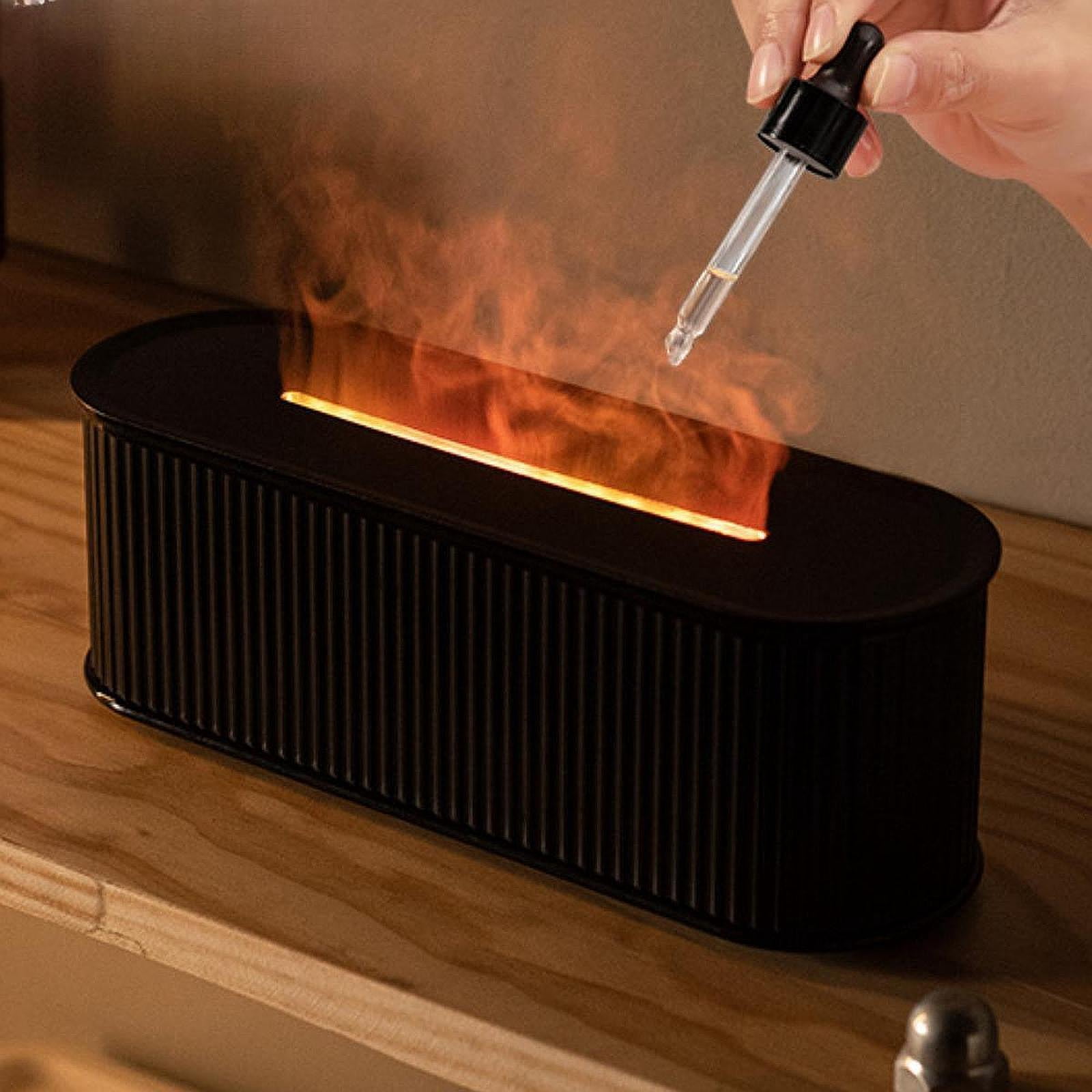 TISHITA 7 Colours Flame Essential Oil Humidifier Timing Function Portable for Bedroom Stylish Multifunctional Aroma Black