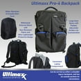 thumbnail image 2 of Ultimaxx Water-Resistant Deluxe Pro-4 Backpack for Cameras, Lenses, Quadcopters / Drones, Laptops, Tablets and so much more - Includes Padded, Adjustable Dividers for Customization & Rain Cover, 2 of 6