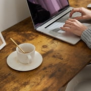 MCQ 47 Inch Small Computer Office Desk, Writing Study Table with Storage Bag & Iron Hook for Home -Rustic Brown