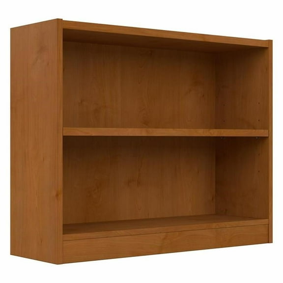 Maklaine Engineered Wood Small 2 Shelf Bookcase in Natural Cherry