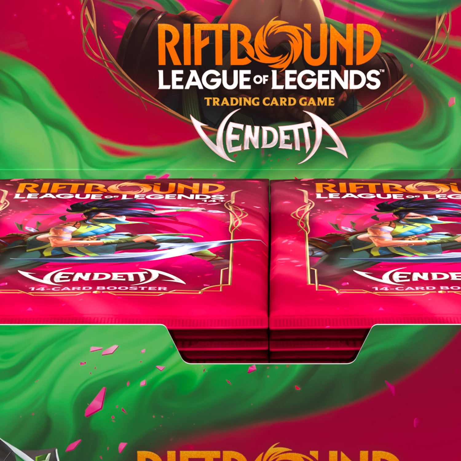 Riftbound: League of Legends TCG Vendetta - Booster Display - 24 Booster Packs (14 Cards Each), Deck-Building Trading Card Game, Randomly Assorted