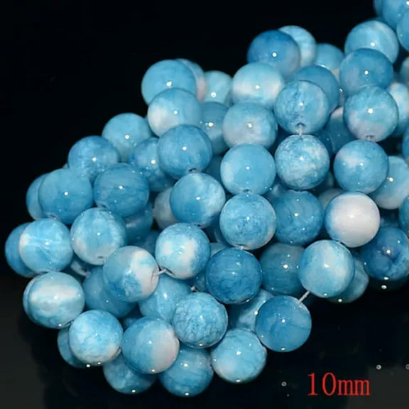 HOOUN Natural Blue Larimar Quartz Round Beads 15" 4mm,6mm,8mm,10mm,12mm-10mm