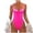 Hot Pink, variant on Womens High Cut One Piece Swimsuit - V Neck Color Block Spaghetti Strap Push Up Bathing Suit for Beach Vacation
