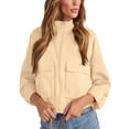 thumbnail image 4 of Women Zip Up Utility Coat with Pockets Casual Cropped Jackets, 4 of 7