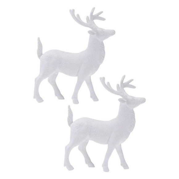 LIFKOME 2 Pcs White Deer For Decorations Plastic Holiday Decor For Family Elegant Design