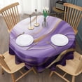 thumbnail image 3 of Purple Gold Marble Pattern Round Tablecloth 60"x60",Wrinkle Wipeable Table Cloth for Kitchen Dining Room Picnic Patio Party, 3 of 6