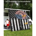 thumbnail image 3 of 4th of July RV Awning Sun Shade Screen 9'X7' Black American Flag Mesh Sunscreen Patriotic Stars Sunflower Awning Shade Screen with Zipper UV Blocker Completed Kits for RV Motorhome Camper, 3 of 7