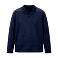 thumbnail image 4 of CQONEPT Mens Long Sleeve Textured Shirts Button Up Collared Pullover Fall Casual Business Golf T Shirts Vintage Loose Fit Tops Navy S, 4 of 5
