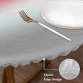 thumbnail image 4 of Gradient Red Round Fitted Table Cover White and Gray Waterproof Table Cloth with Elastic Edge Wipeable Tablecloth for Picnic Camping Party Fits 45"-54" Diameter, 4 of 8