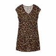 thumbnail image 4 of Womens Printed V Neck Short Sleeve Mesh Beach Cover Up Swimsuit Cover Up Sheer Bathing Suit Lightweight Breezy Summer Tunic Brown L, 4 of 4