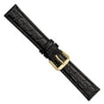 thumbnail image 3 of 12mm Black Alligator Grain Leather Gold-tone Buckle Watch Band, 3 of 4