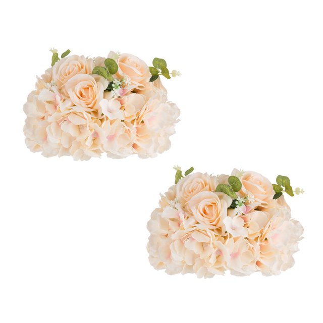 CHOK Artificial Flower Kissing Balls for Wedding Table Centerpieces 10Pcs 14.2 Large White Fake Roses Hydrangea Flower Arrangement