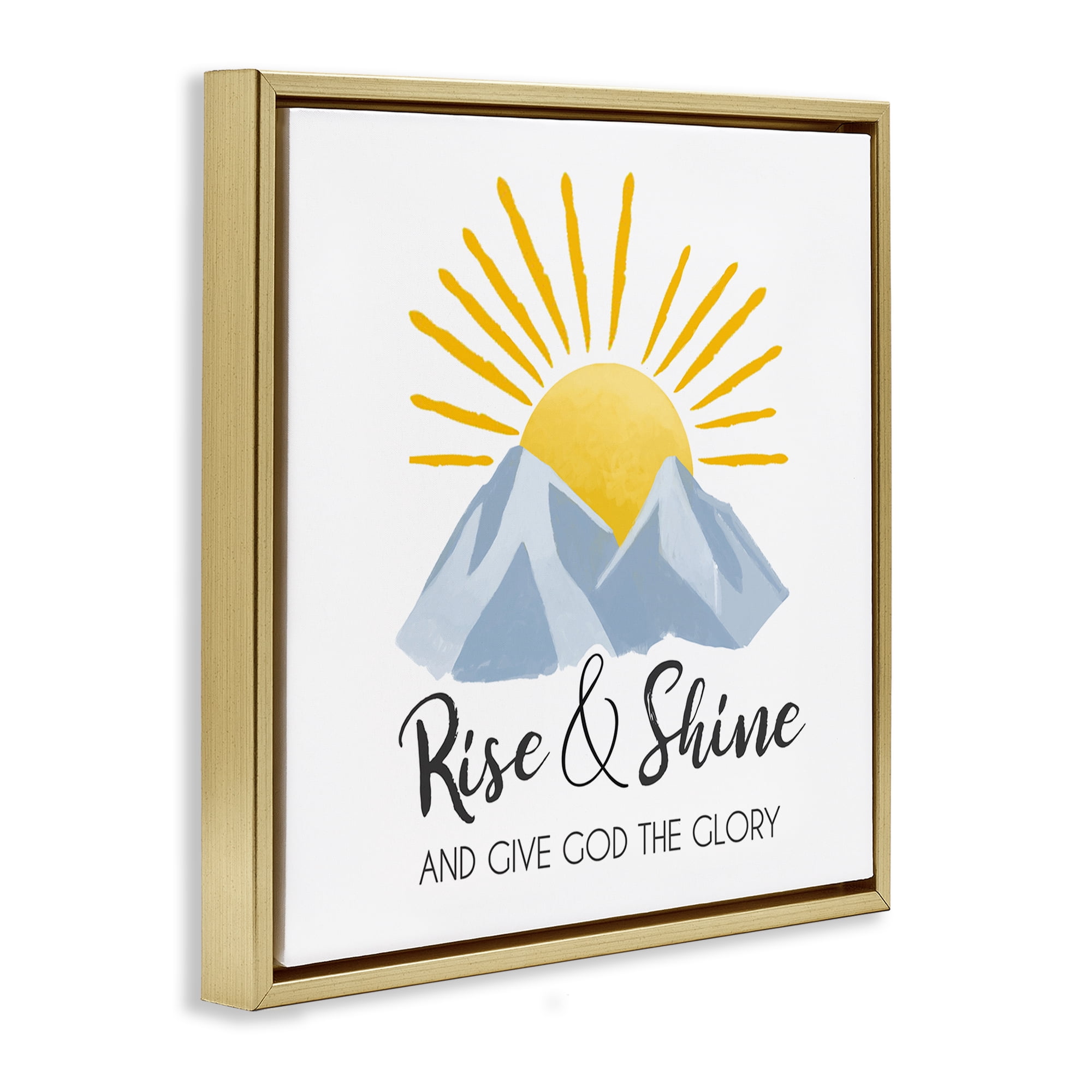 Stupell Industries Spiritual Rise & Shine Religious & Spiritual Painting Gold Floater Framed Canvas Art Print Wall Art, 18 x 18