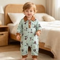 thumbnail image 5 of larppty Newborn Baby Boy Western Clothes Cow/Horse Print Romper Jumpsuit Long Sleeve Button Up Collared Bodysuit Outfit, 5 of 6