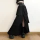 thumbnail image 2 of Falda de talle alto con lazo y diseño irregular, holgada, adelgazante, de verano, a la moda, versátil, con abertura lateral, vestido largo para mujer, 2 of 5