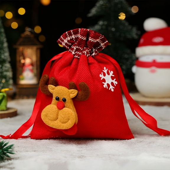 YHAICO Gift Bags Pack Gift Bags Medium Size Christmas Gift Bag Christmas Eve Apples Packaging Gift Box Santa Claus Elks Two Options