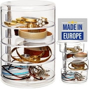 EDNA HOME Jewelry Organizer, Stackable Storage Hair Accessories Organizer, Rotating Clear Plastic Containers, Jewelry Storage Organizer with Lids, For Bracelets, Watches, Hair Clips, Pins, 4 Layers