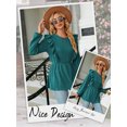 thumbnail image 6 of Hibeli Women Textured Ruffle Trim Round Neck Long Sleeve Peplum Tunic Top, 6 of 7