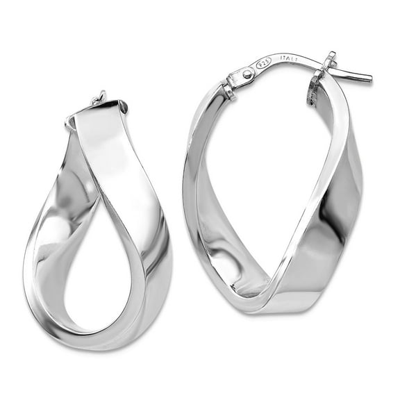 925 Sterling Silver Polished Twisted Hoop Earrings 26.5x18.83mm Wide 1.95mm Thick Hoop Earring for Women