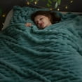 thumbnail image 2 of Biwat Super Soft Queen Blanket Mint Green Premium Silky Flannel Fleece 3D Ribbed Jacquard Lightweight Bed Blanket All Season Use (Mint Green Ribbed, Queen(90"x90")), 2 of 4