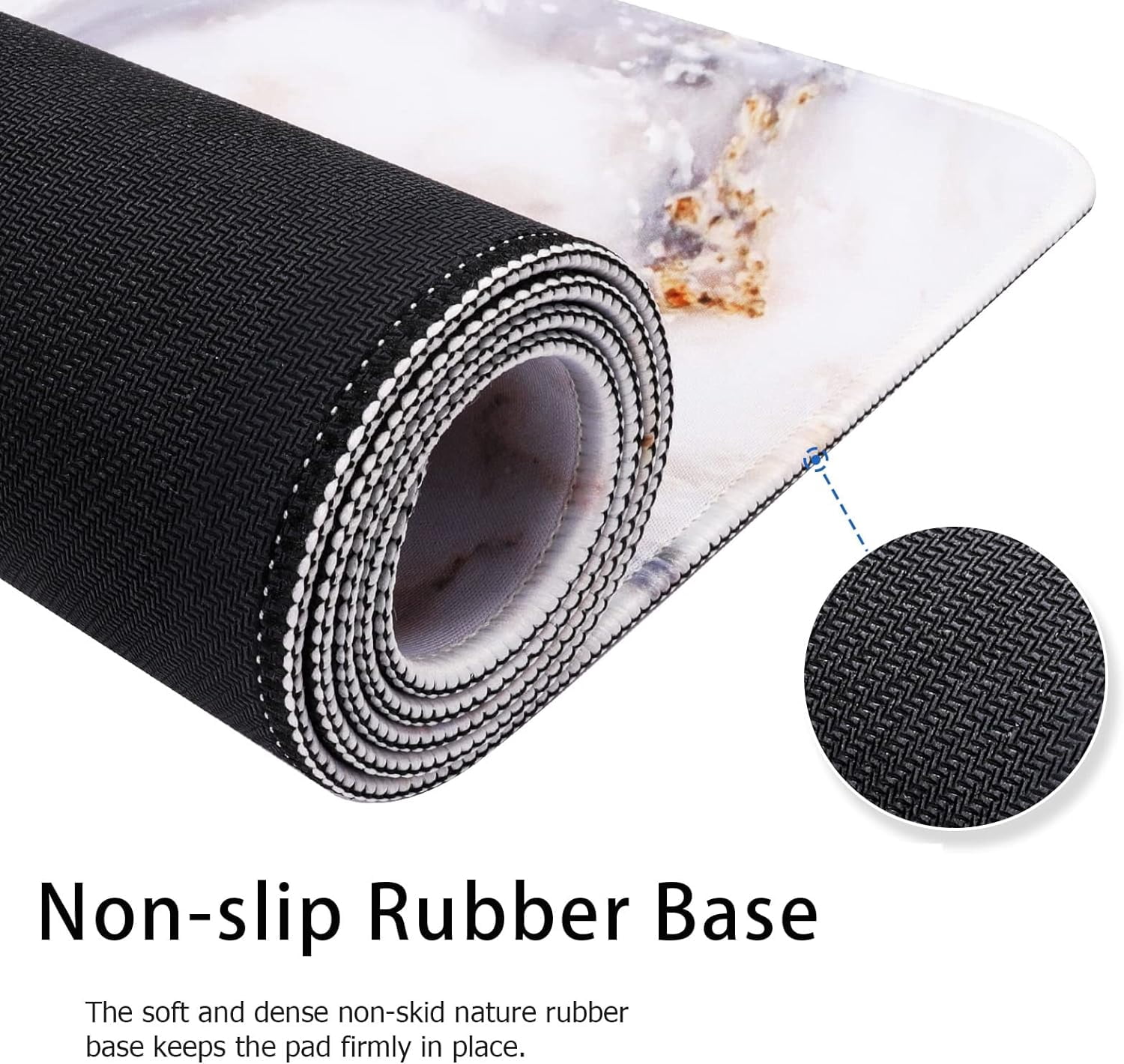 Desk Mat, Gaming Mouse Pad Large (35.4" x 15.7" inch), XXL Keyboard Pad with Stitched Edges, Non Slip Rubber Base, Waterproof Computer Desk Pad for Office, Home, Men(Platinum Marble)