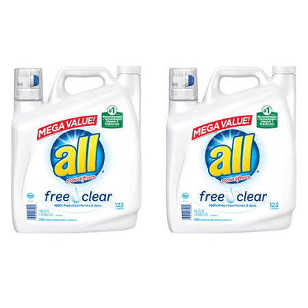 Allens Naturally Detergent - (2 pack) all with Stainlifters Free Clear Liquid Laundry Detergent, 123 Loads, 184.5 Oz