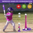 thumbnail image 4 of Set de juguetes de béisbol QDRAGON 2 en 1 T Ball para niños de 3 a 8 años, color rosa, 4 of 8