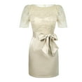 thumbnail image 1 of ZYHT 20651 Robe Mini en Dentelle Patchwork Douce Col Rond Femmes Nœud Papillon Taille Fine Robes de Soirée Courtes, 1 of 5