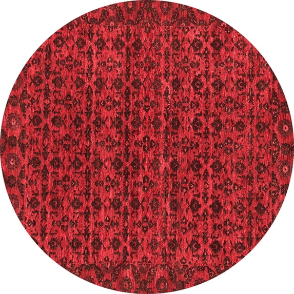 Ahgly Company Indoor Round Abstract Red Modern Area Rugs, 4' Round