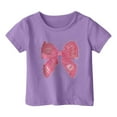 thumbnail image 3 of Hauts pour Filles T-Shirts & Chemises Motif Lettre Imprimé Multicolore Col Rond Manches Courtes Hauts pour Filles - Élégant et Confortable à Porter au Quotidien, 3 of 3
