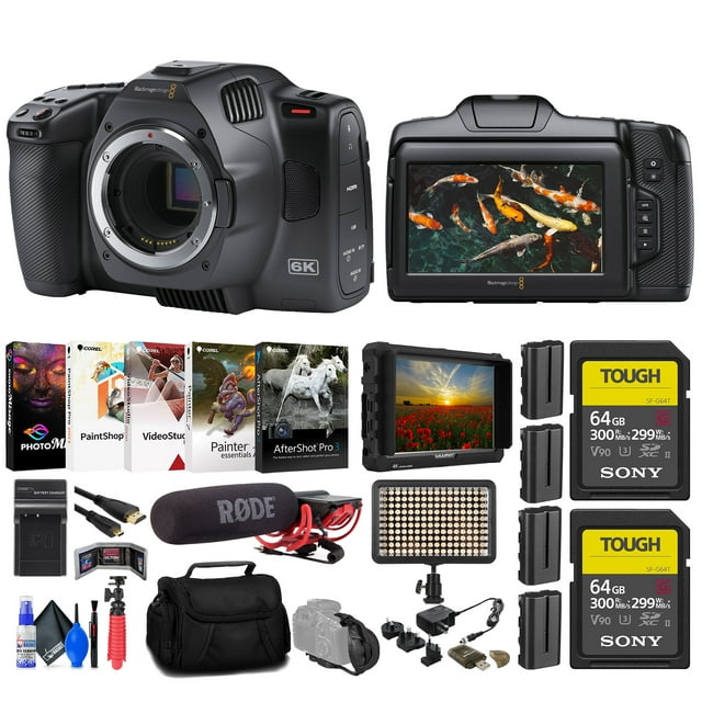 Blackmagic Design Pocket Cinema Camera 6K G2 + 4K Monitor + Rode VideoMic + More