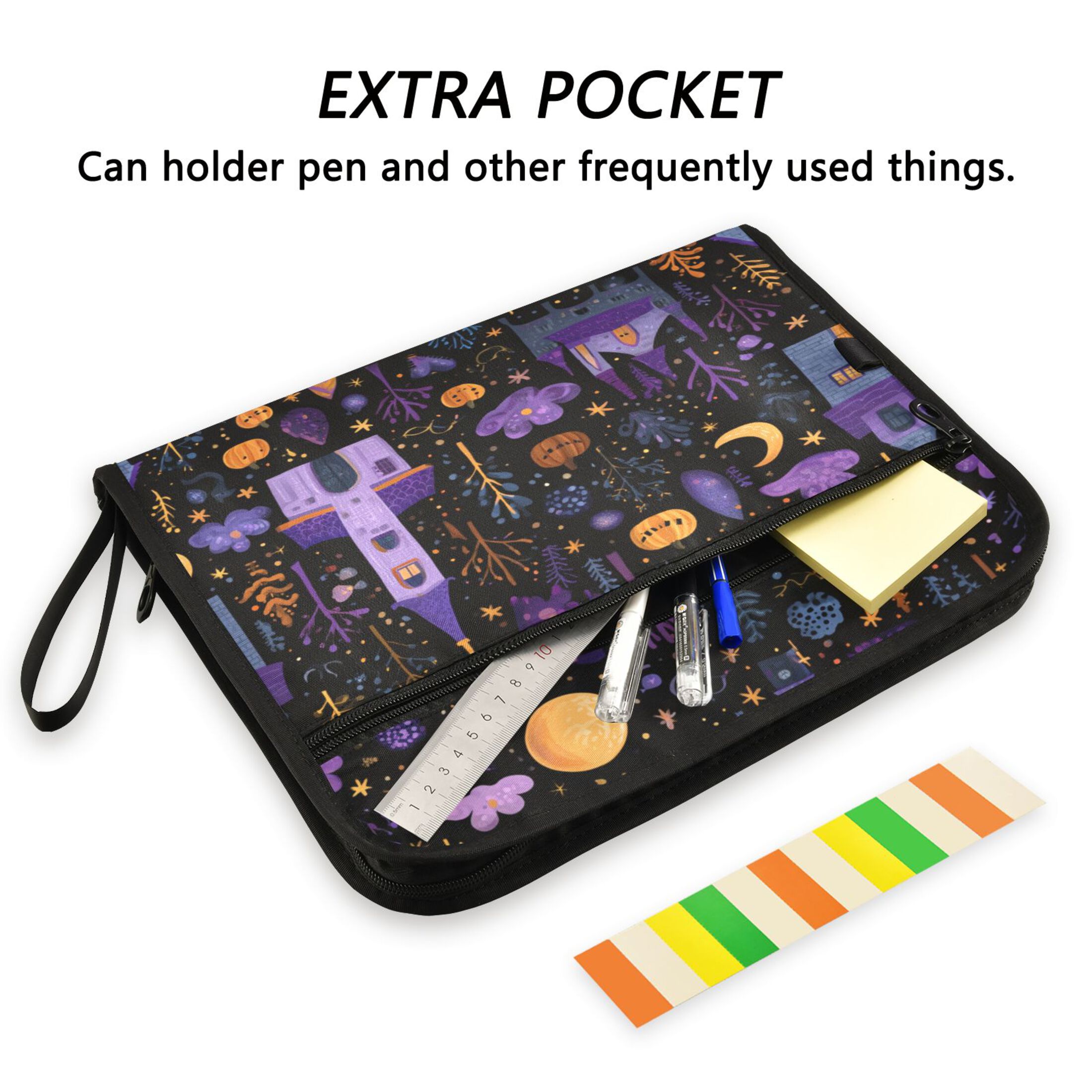 Organ Folder 14.2 x 0.8 x 10.6 Inches 13 Separate Pockets A4 Size Documents Folder A Sort Storage File Manager For The Home Office Halloween Castle Cartoon
