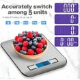 thumbnail image 5 of Food Scale Digital Kitchen Scale with 1g/0.05oz Precise Graduation, 5 Units LCD Display Scale for Cooking/Baking in KG, G, oz, ml, and lb, Easy Clean Stainless Steel and Tempered Glass, 5 of 8
