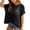 Black, variant on Womens Summer Tops Scoop Neck Short Sleeve Sweater Casual Crochet Hollow Out Knit Tops Pullover Shirts Beach Coverup Green#3 S