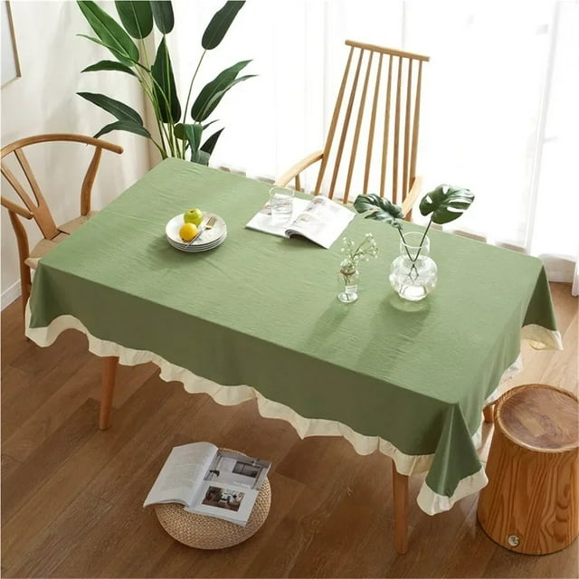Retro Ruffle Tablecloth Cotton Washable Table Cover Tablecloths for Rectangle Table Baby Shower Kitchen Party Wedding Decor