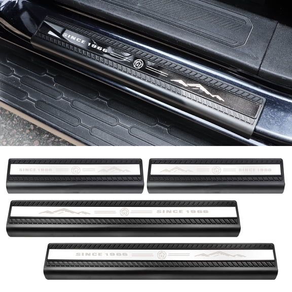 AUFER Door Sill Edge Entry Guards Door Sill Edge Scuff Plate Threshold Strip Protector Trim Stickers Compatible with for Ford Bronco 4 Door 2021 2022 2023 2024