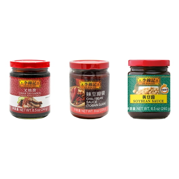 NineChef Brand Spoon Plus 3 Pack Lee Kum Kee Cooking Sauce, 3 Flavors(Char Siu Sauce,Chili Bean Sauce,Soybean Sauce)