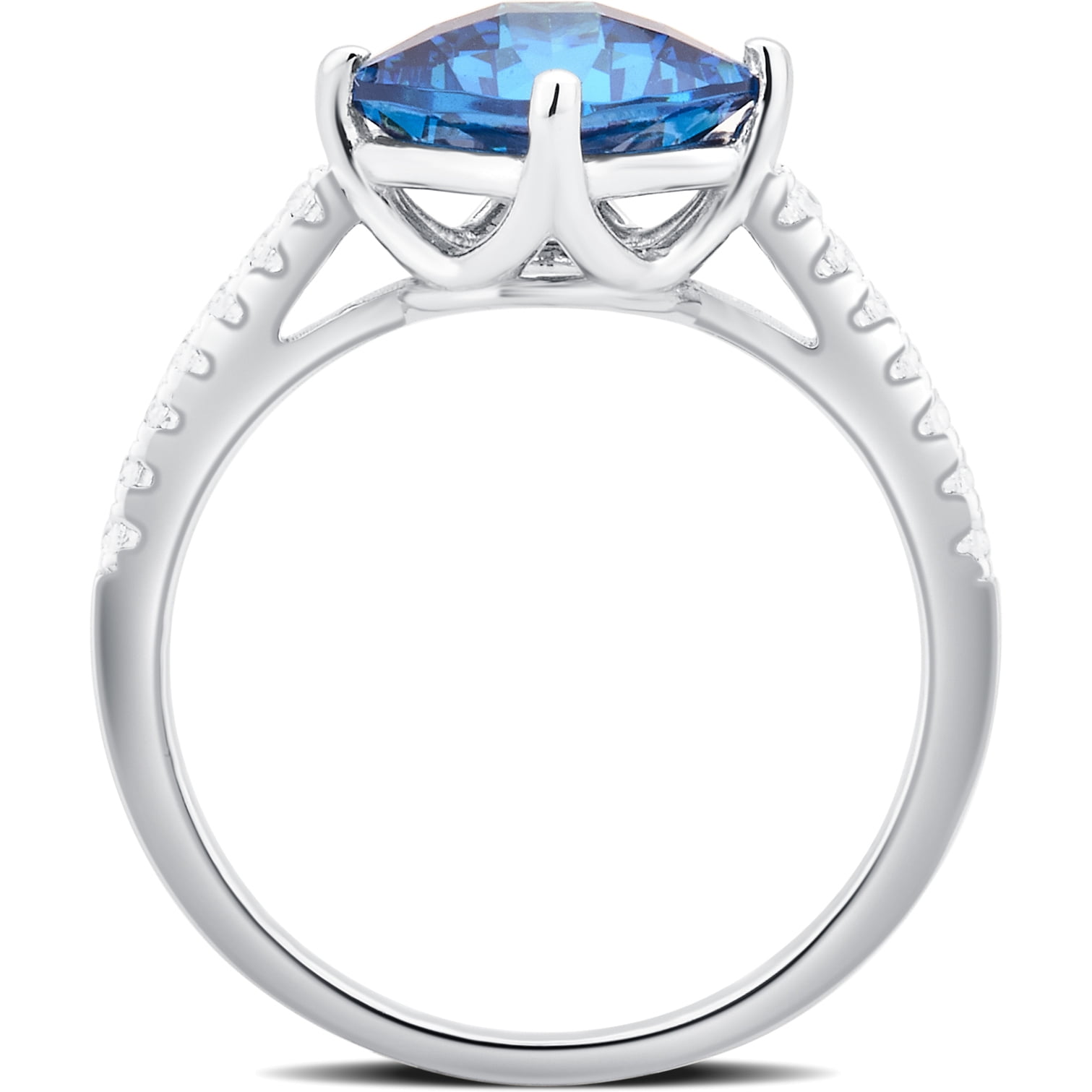 Arista 3 7/8 Carat T.W Created Swiss Blue and Cubic Zirconia Women's Engagement Ring in Sterling Silver