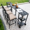 thumbnail image 1 of 6-Piece Metal Patio Bistro Set, Outdoor Dining Set withBeige Cushions, 1 of 8