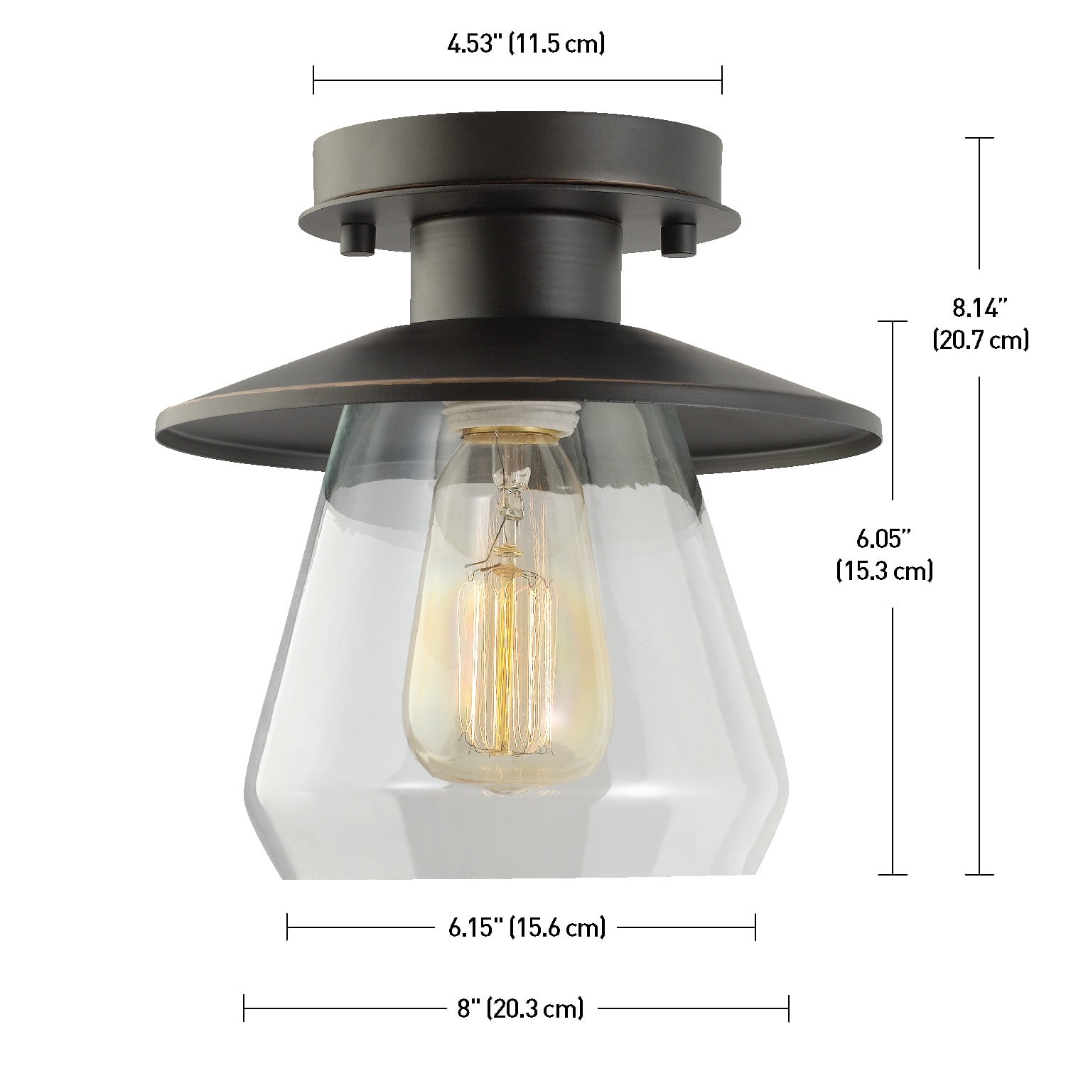 Globe Electric Industrial 1-Light Oil Rubbed Bronze Indoor Semi-Flush Mount Ceiling Light