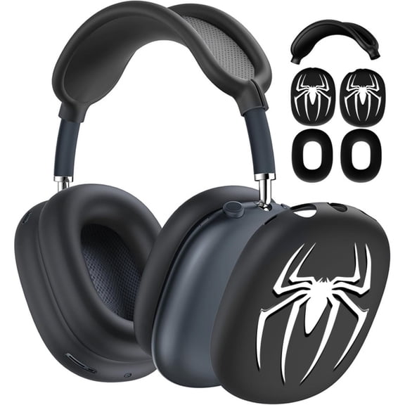 3-Piece Spider Case for AirPods Max, Full Silicone Protective Cover Set with Headband Sleeve