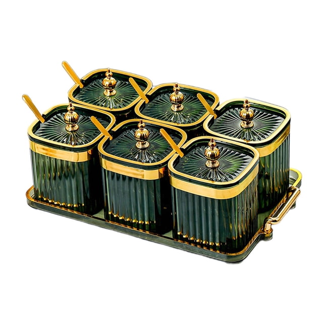 simhoa Assiettes Divisées pour Fruits Secs Plateau de Rangement pour Noix Multifonction pour Café Maison Vert 6 Compartiments