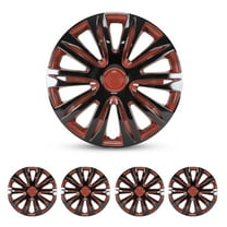 (4 Pack)15 Inch Universal Wheel Rim Cover Hubcaps Snap On Car Truck SUV Fit R15 Tire-BLACK LACQUER & RED LACQUER