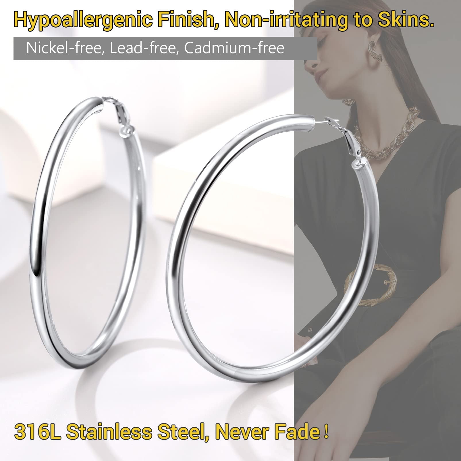 PROSTEEL Big Gold Hoop Earrings for Women Hypoallergenic Stainless