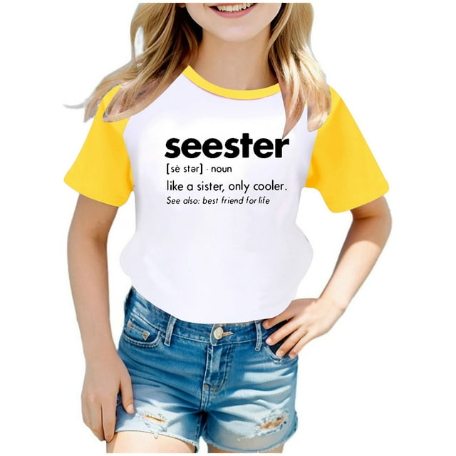 TZEWGL Casual Summer Raglan Short Sleeve Letter Printed Tunic Shirt For Infnat Blouse For Baby size 7-8T