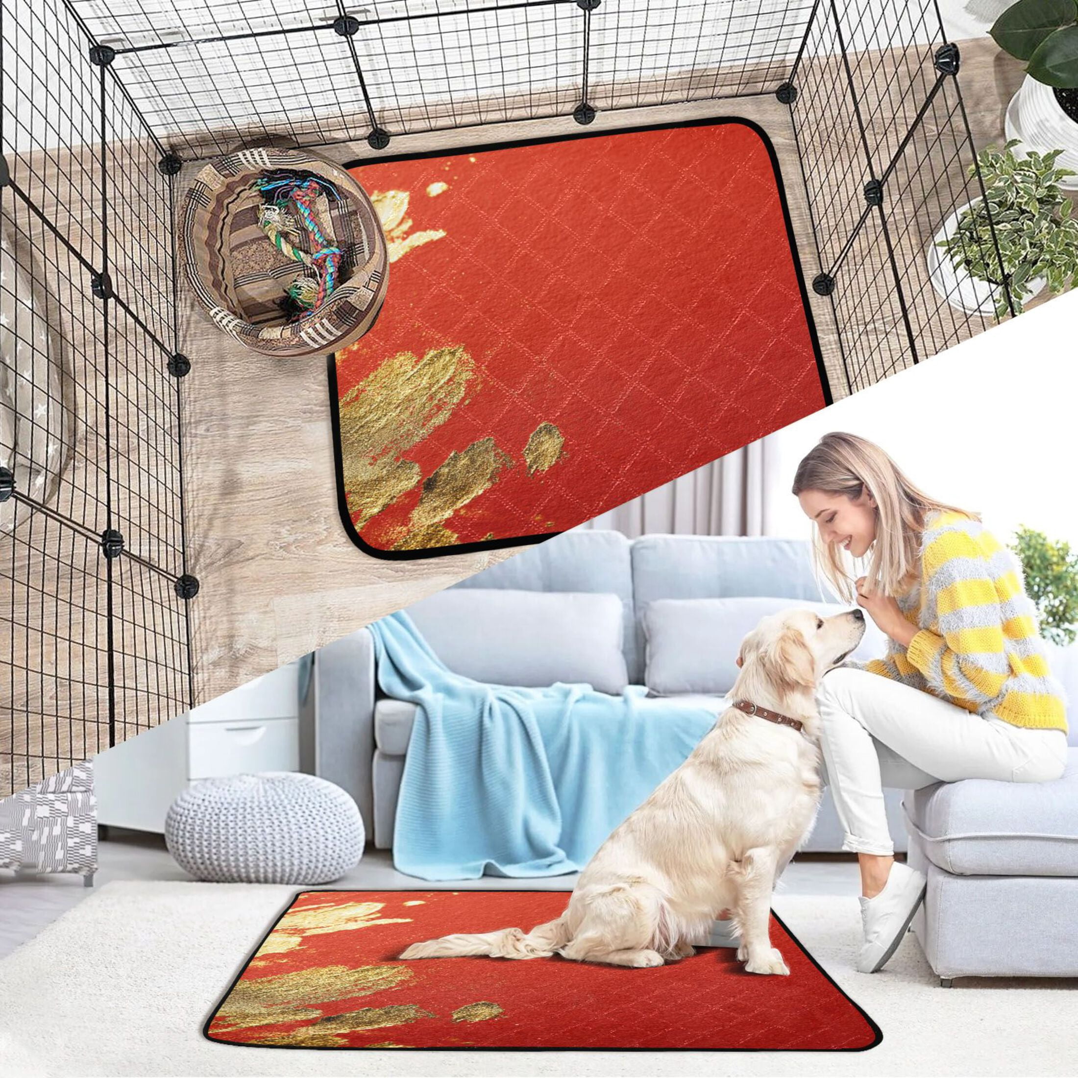 IAUYY Washable Pee Pads for Dogs Smallx3 Absorbent and Leak-Proof Non-Slip Reusable Puppy Pee Pads for Dogs Applicable to Playpen Potty Crate Surface Of The Metal Plate