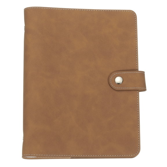 Uxcell A5 PU Leather Binder Cover, 6 Ring Loose Leaf Binder Protector Round Ring Binder Cover Refillable Notebook Binder for Meeting Photocard Budget Notebook Folder, Brown