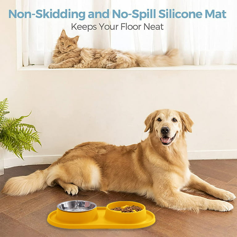 Leashboss Dog Mat for Food and Water Bowls - Silicone Waterproof Cat and  Dog Feeding Mats for Floor - Non Slip with Raised Edges to Prevent Pet  Splash